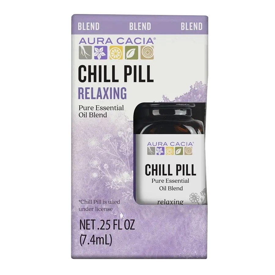 Aura Cacia Chill Pill Essential Oil Blend 0.25 fl oz Box