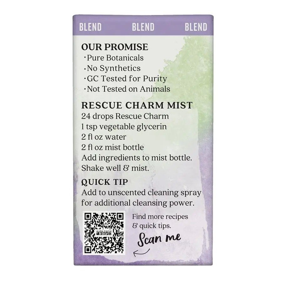 Aura Cacia Rescue Charm Essential Oil Blend 0.25 fl oz Box