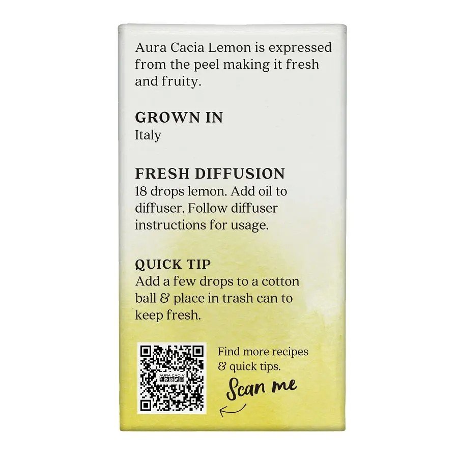 Aura Cacia Lemon Essential Oil 0.25 fl oz Box