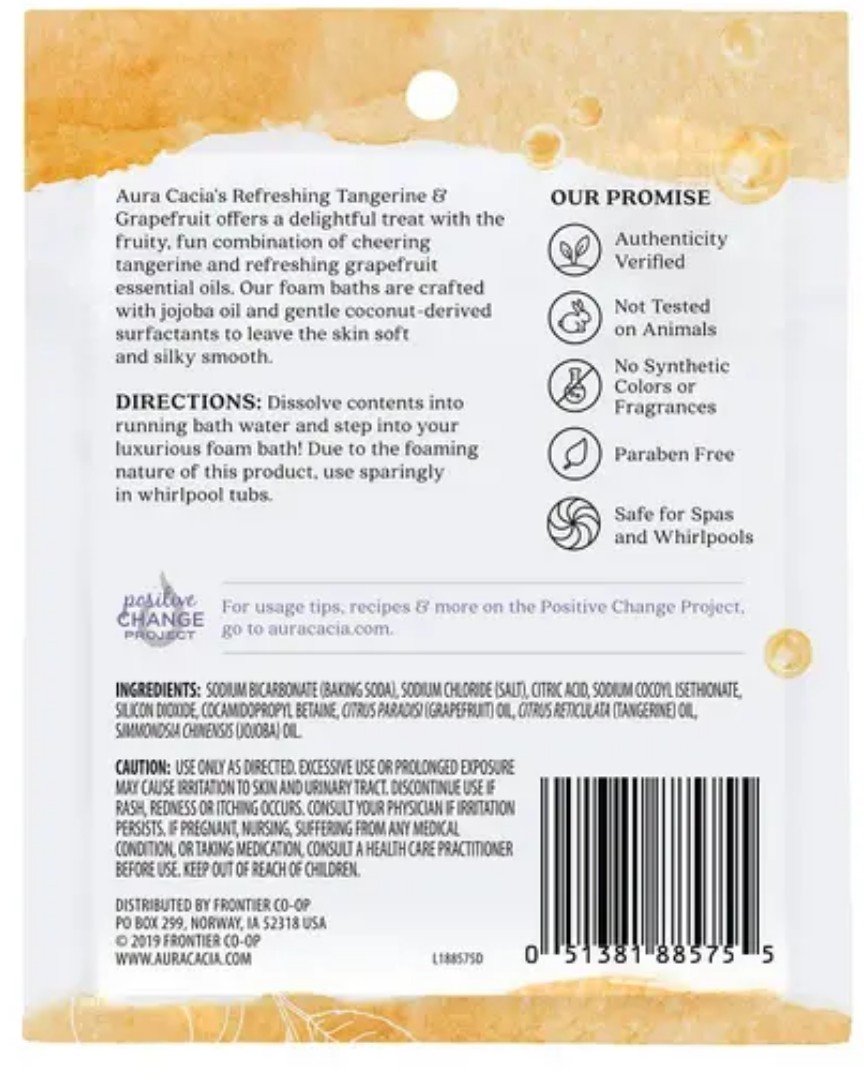 Aura Cacia Aromatherapy Foam Bath Tangerine/Grapefruit 2.5 oz Foam Bath