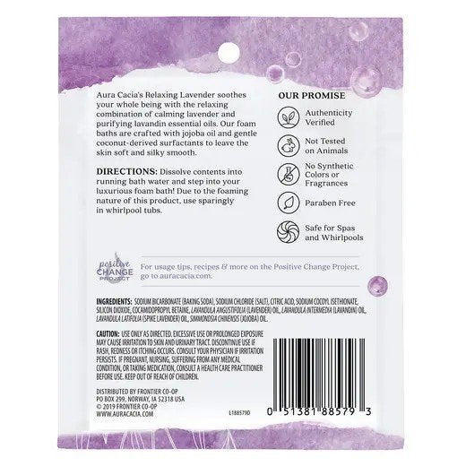 Aura Cacia Aromatherapy Foam Bath Relaxing Lavender 2.5 oz Foam Bath