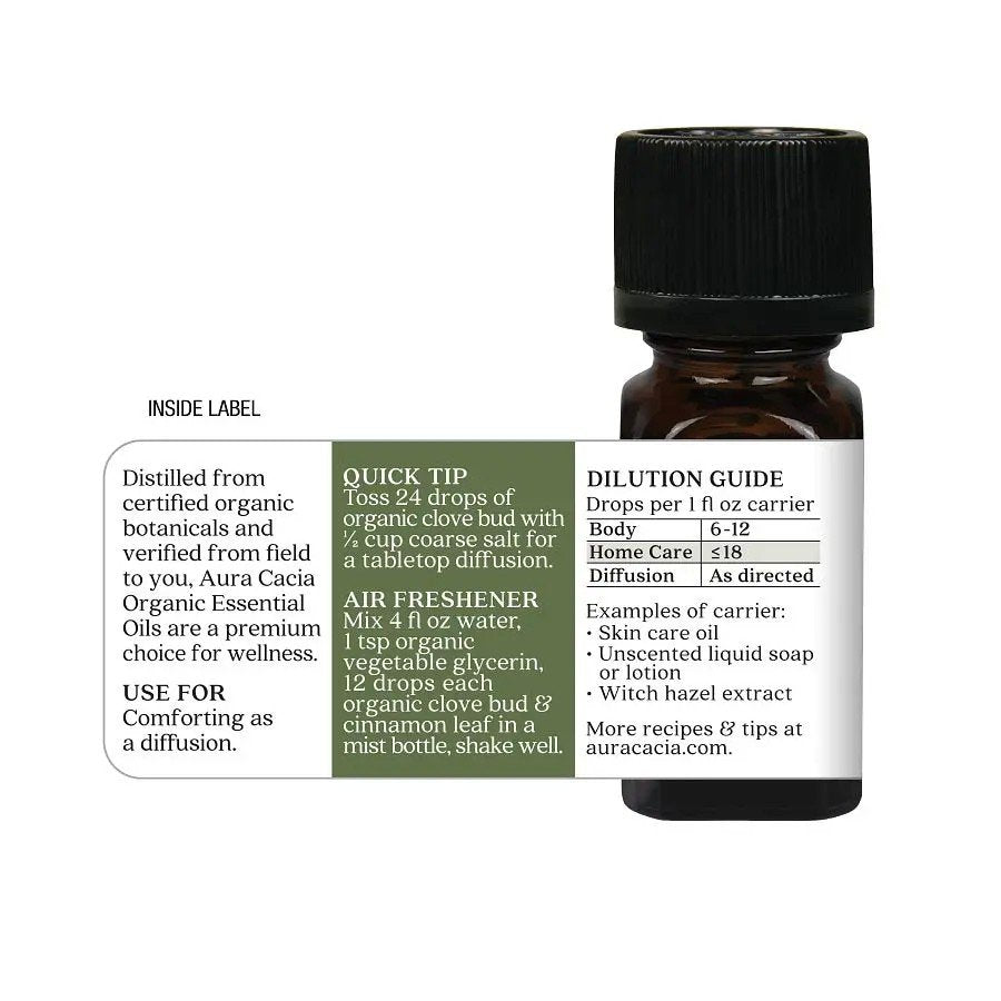 Aura Cacia Organic Clove Bud Essential Oil 0.25 oz Oil