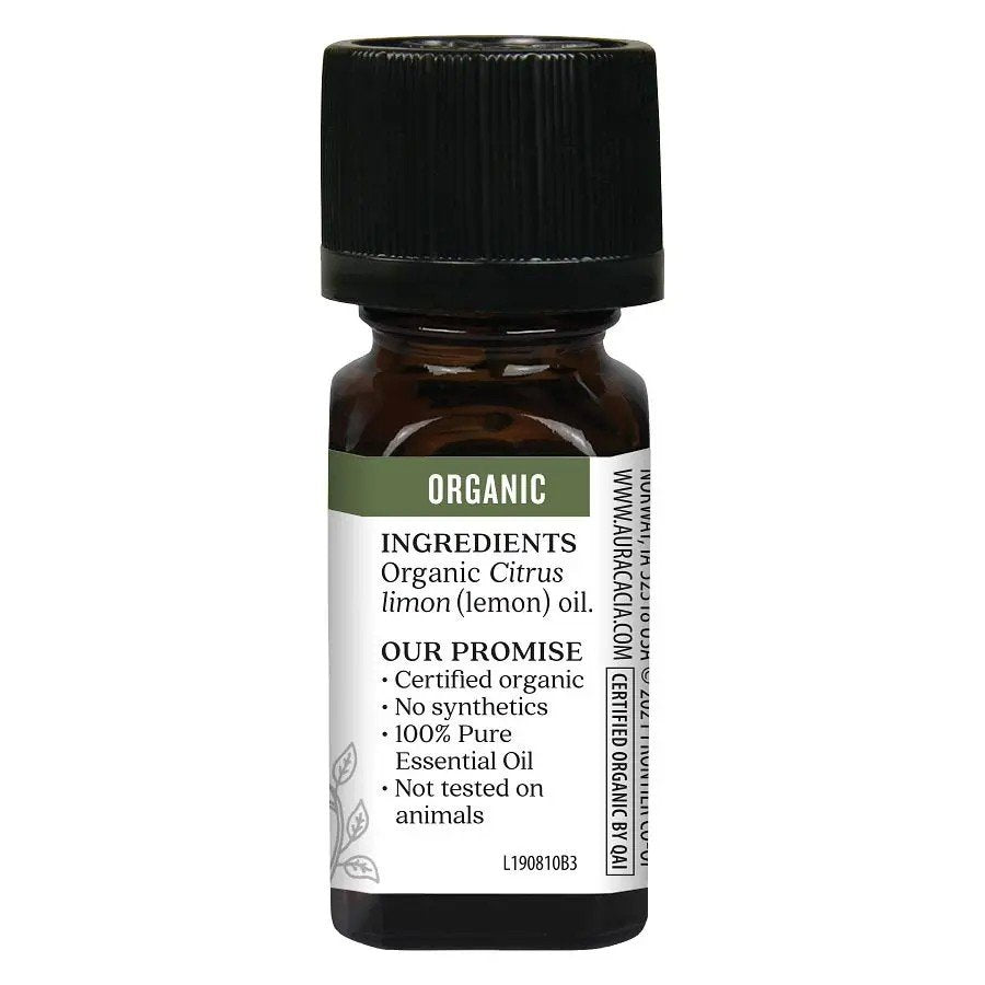 Aura Cacia Organic Lemon Essential Oil 0.25 oz Oil