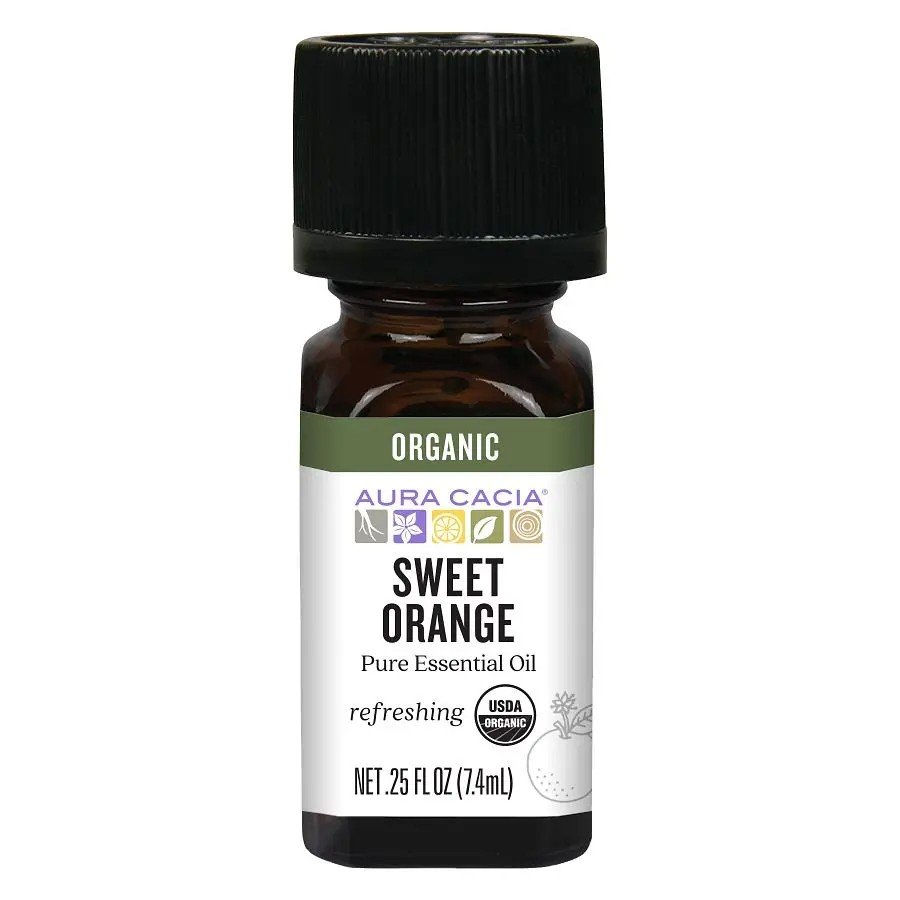 Aura Cacia Organic Sweet Orange Essential Oil .25 oz (7.4ml) Oil