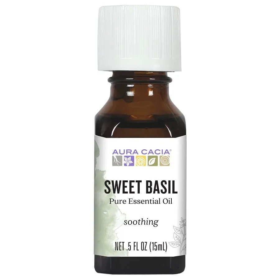 Aura Cacia Sweet Basil Essential Oil 0.5 oz Oil