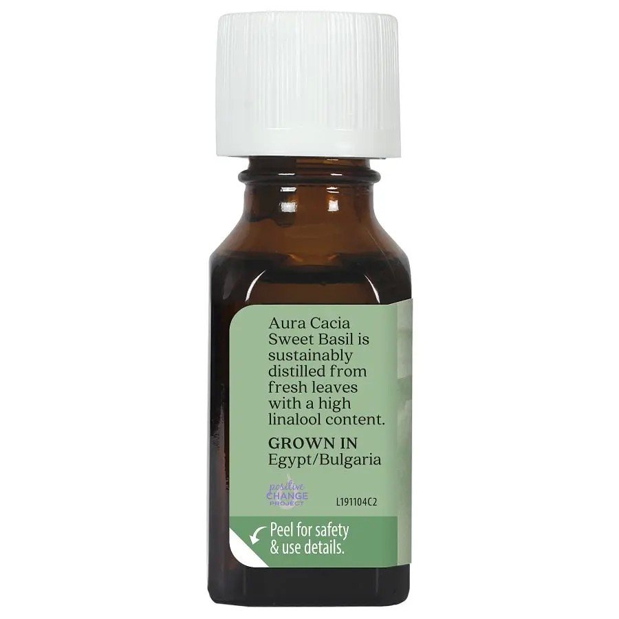 Aura Cacia Sweet Basil Essential Oil 0.5 oz Oil