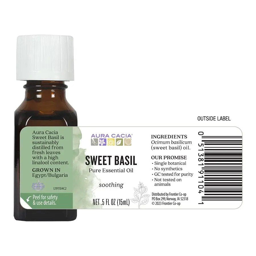 Aura Cacia Sweet Basil Essential Oil 0.5 oz Oil