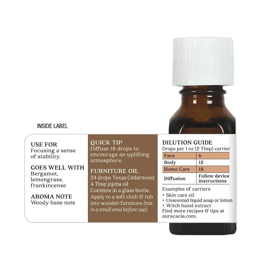 Aura Cacia Texas Cedarwood Essential Oil 0.5 oz Oil