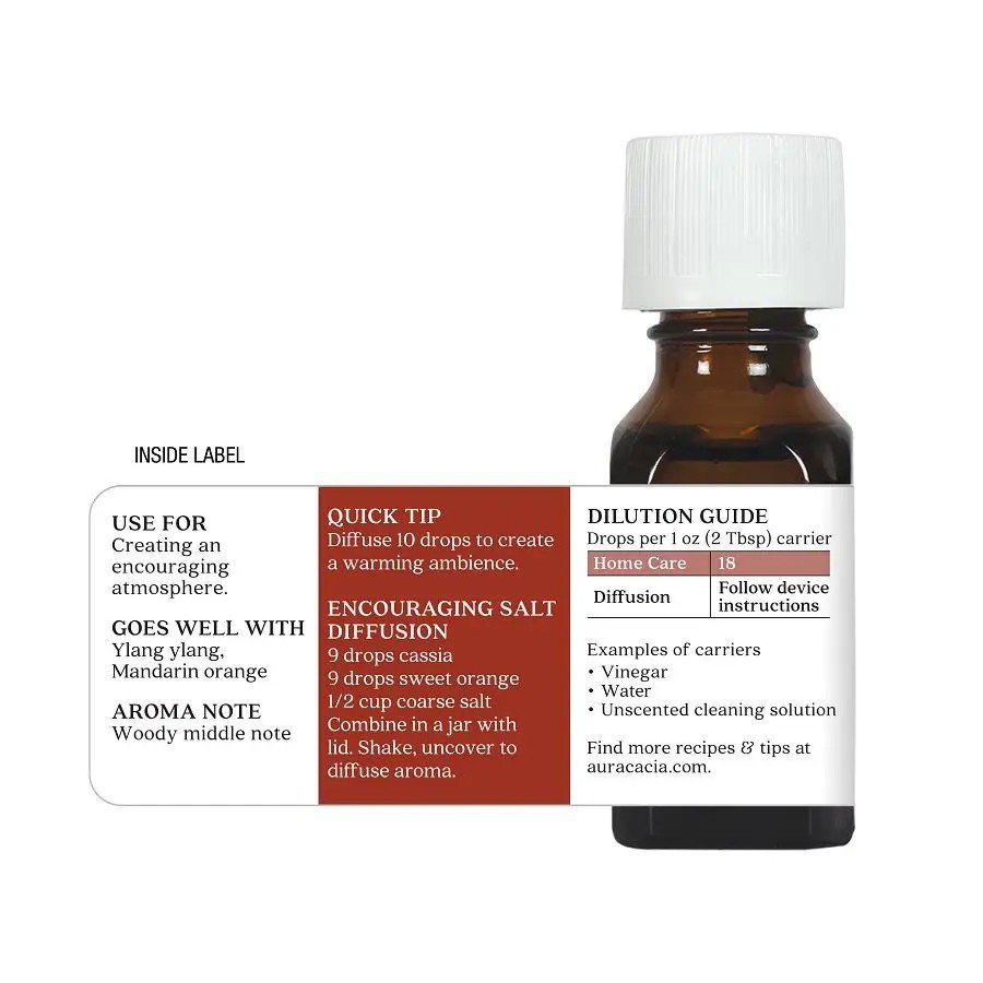 Aura Cacia Cassia (Cinnamon) Essential Oil 0.5 oz Oil