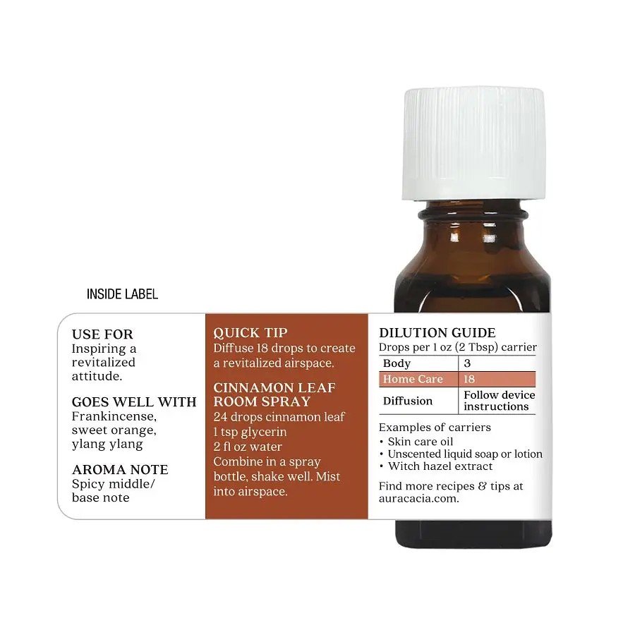 Aura Cacia Cinnamon Leaf Essential Oil 0.5 oz Oil