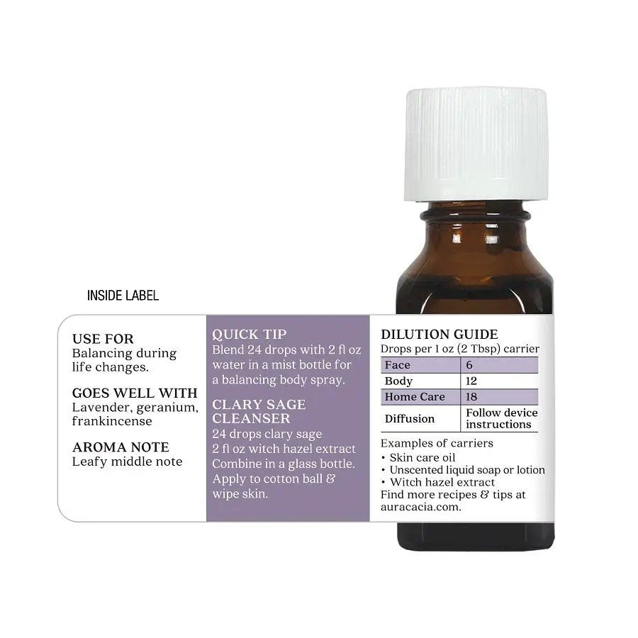 Aura Cacia Clary Sage Essential Oil 0.5 fl oz Oil