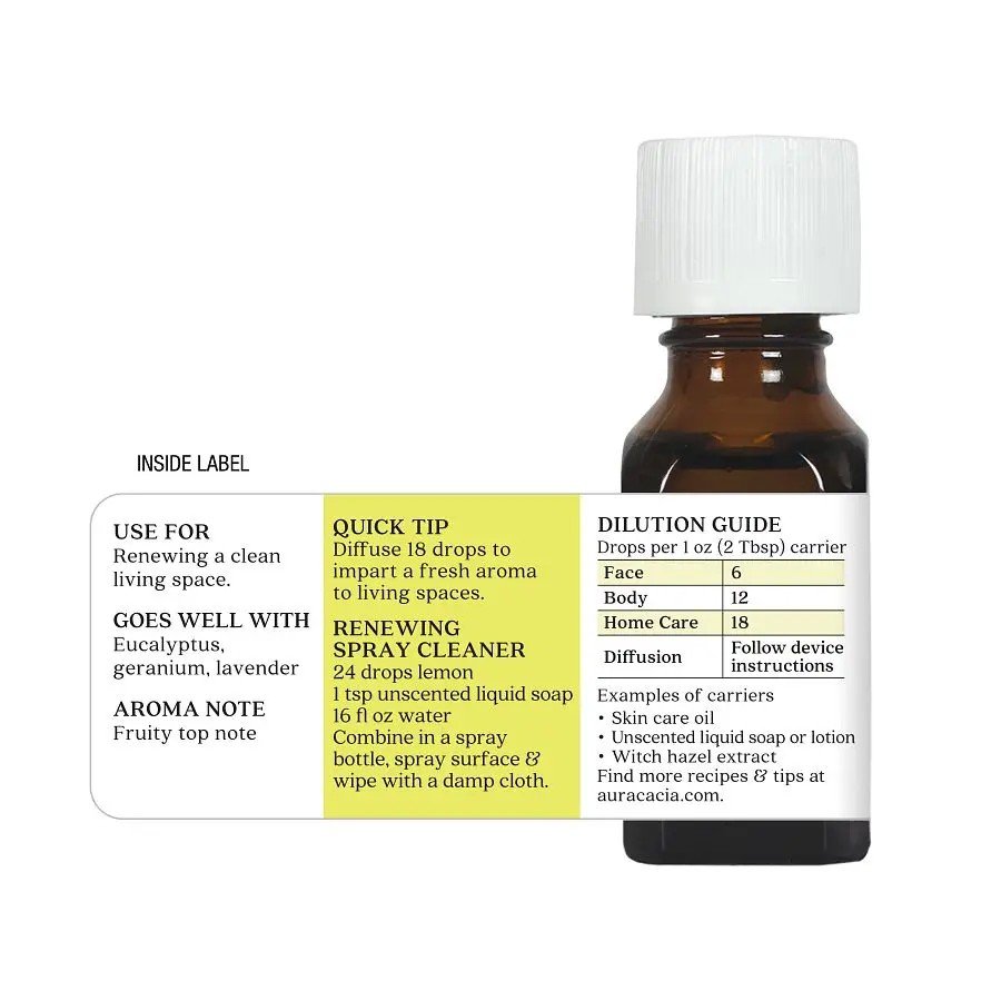 Aura Cacia Lemon Essential Oil 0.5 oz Oil