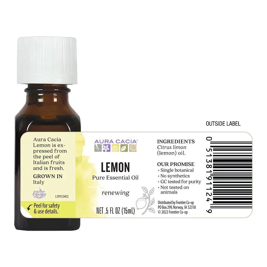 Aura Cacia Lemon Essential Oil 0.5 oz Oil