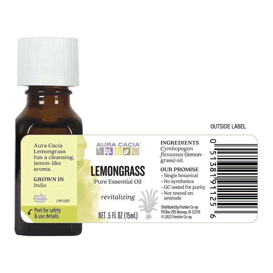 Aura Cacia Essential Oil Lemongrass 0.5 oz EssOil