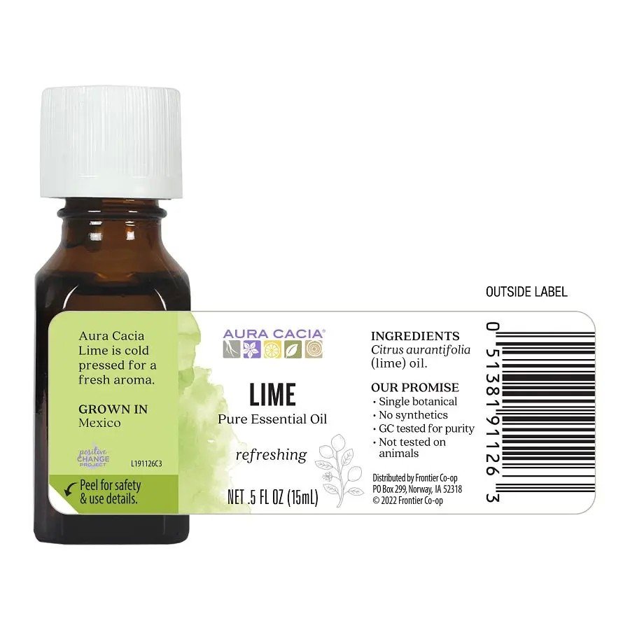 Aura Cacia Lime Essential Oil 0.5 oz Oil