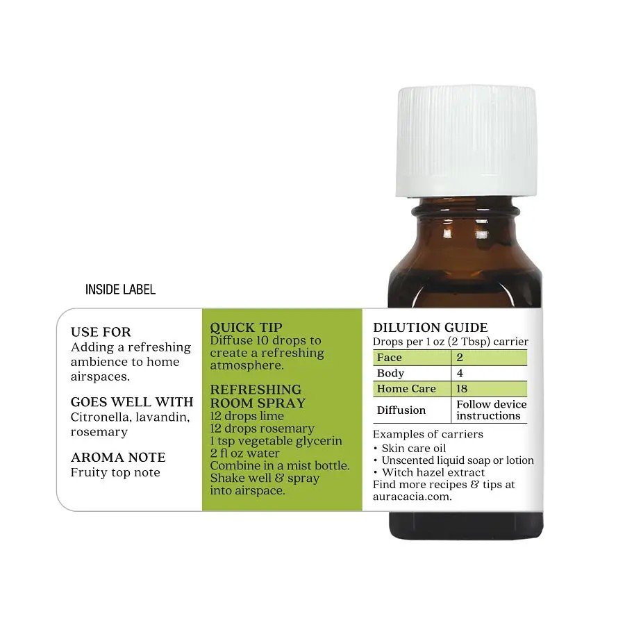 Aura Cacia Lime Essential Oil 0.5 oz Oil