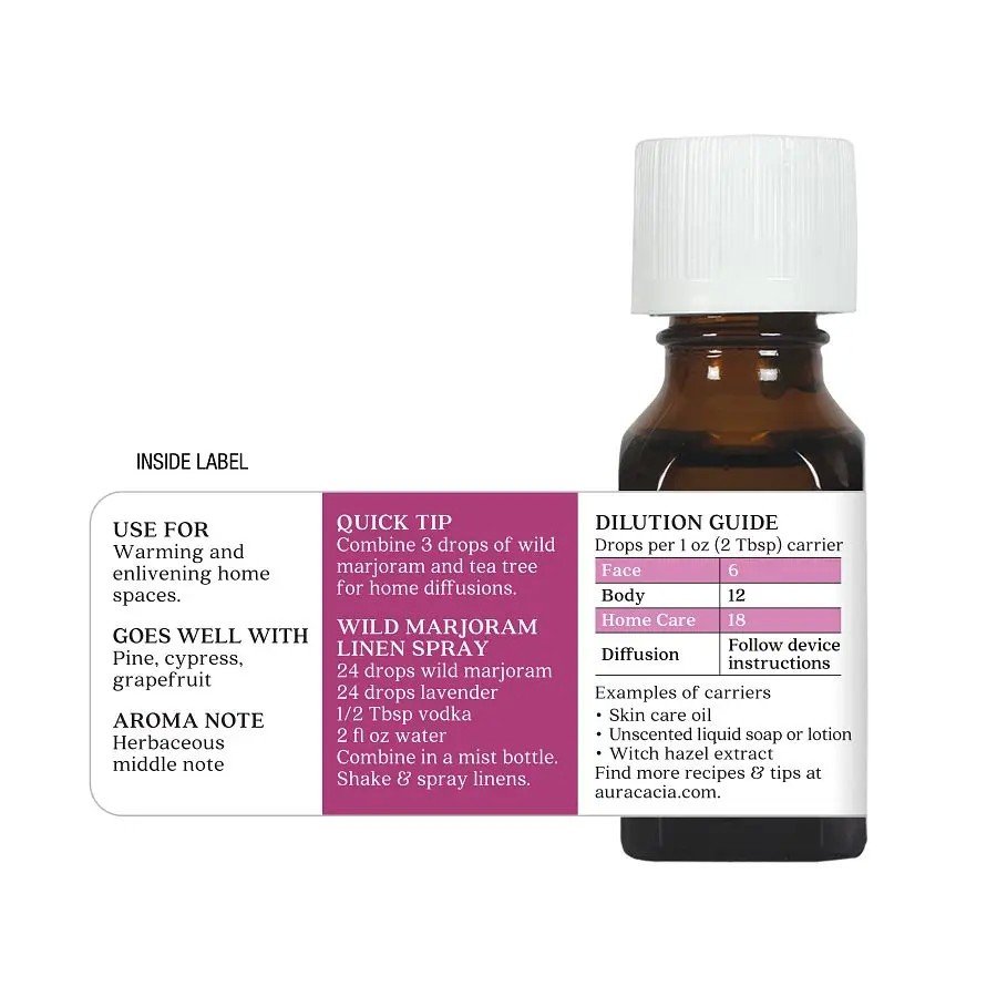 Aura Cacia Wild Marjoram Essential Oil 0.5 oz Oil