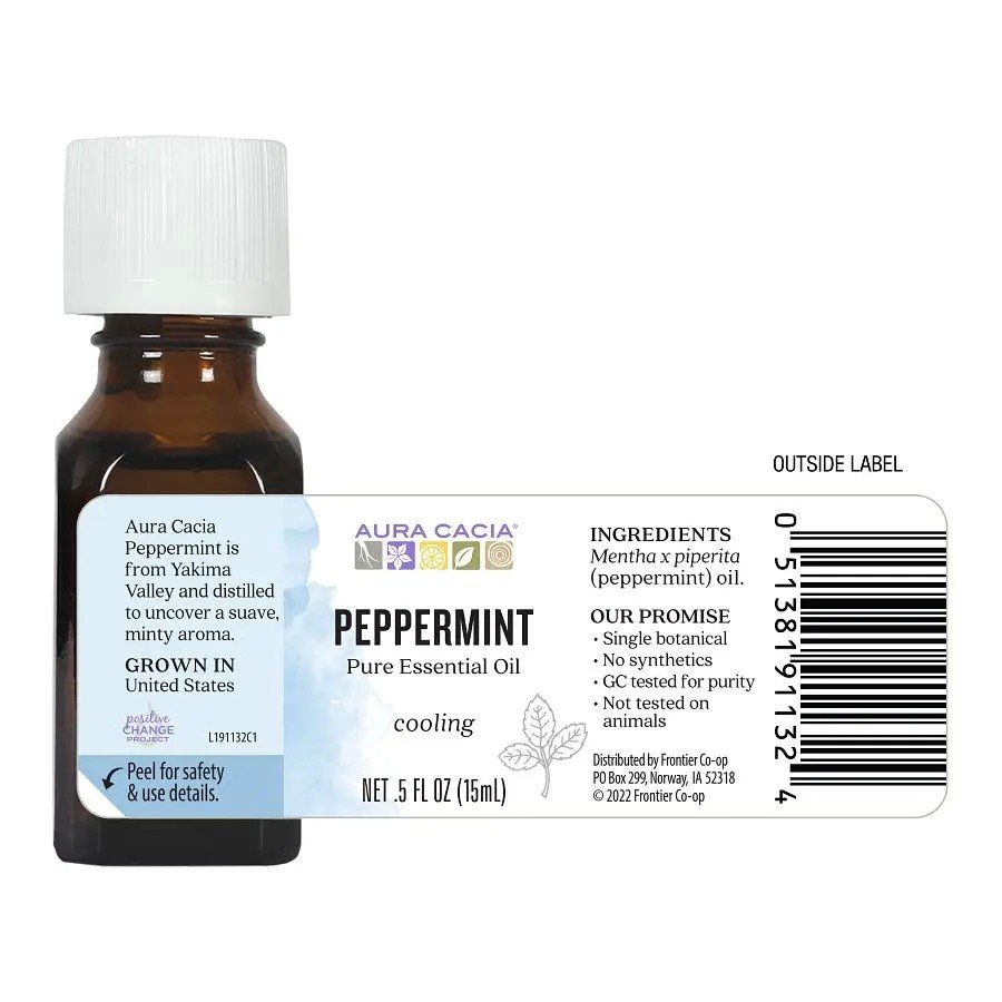 Aura Cacia Peppermint Essential Oil 0.5 oz Oil