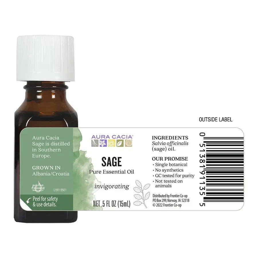 Aura Cacia Sage Essential Oil 0.5 oz Oil