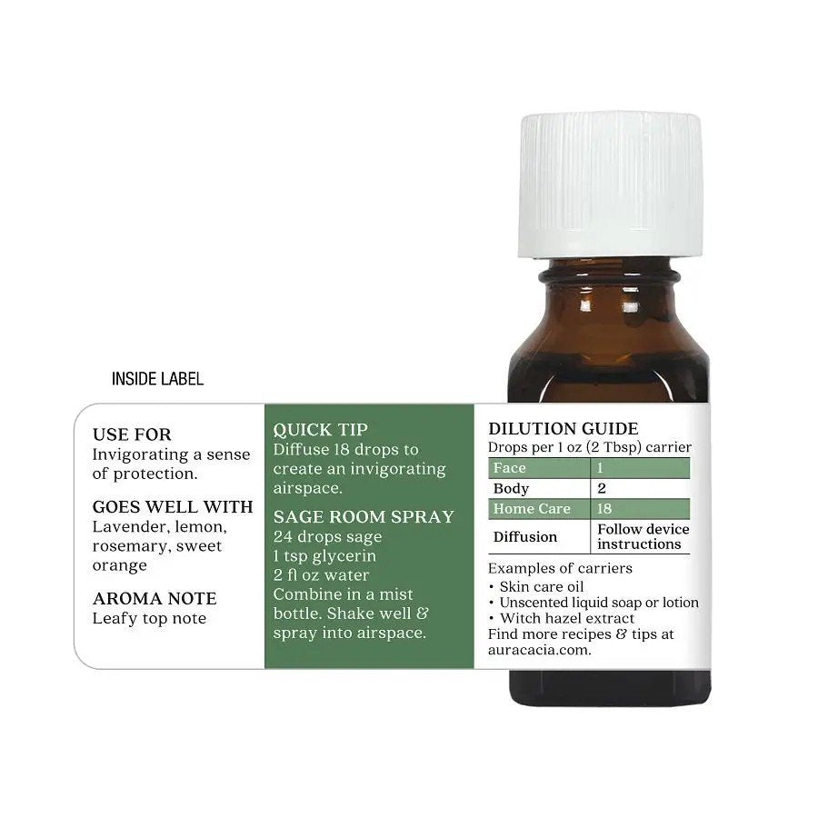 Aura Cacia Sage Essential Oil 0.5 oz Oil