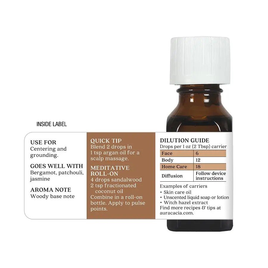 Aura Cacia Sandalwood Essential Oil 0.5 oz Oil