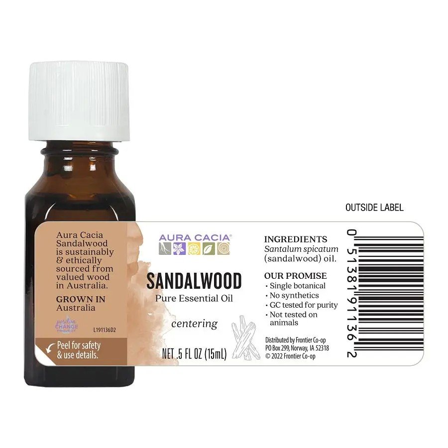 Aura Cacia Sandalwood Essential Oil 0.5 oz Oil