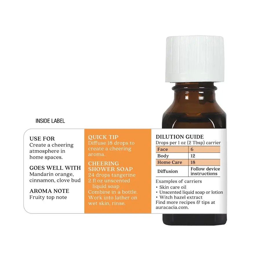 Aura Cacia Tangerine Essential Oil 0.5 oz Oil