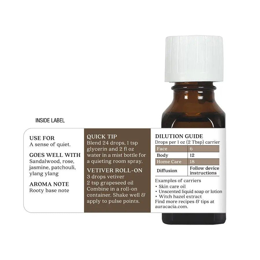 Aura Cacia Vetiver Essential Oil 0.5 oz Oil