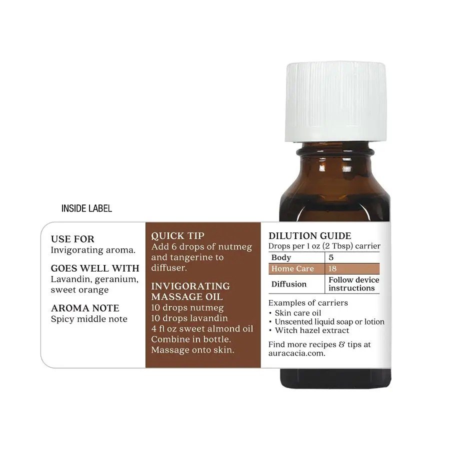 Aura Cacia Nutmeg Essential Oil 0.5 oz Oil