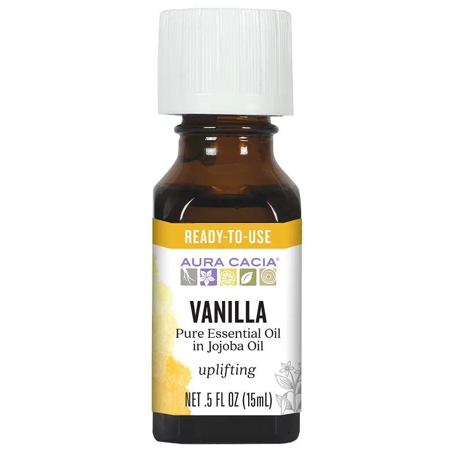 Aura Cacia Vanilla Pure Essential Oil in Jojoba Oil 0.5 oz Oil