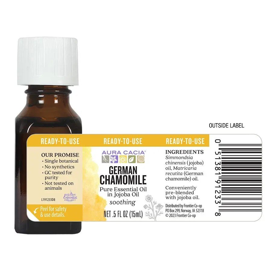 Aura Cacia Precious Essentials Oil German Chamomile w/Jojoba 0.5 oz Oil