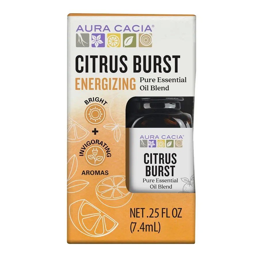 Aura Cacia Citrus Burst Essential Oil Blend 0.25 fl oz Box