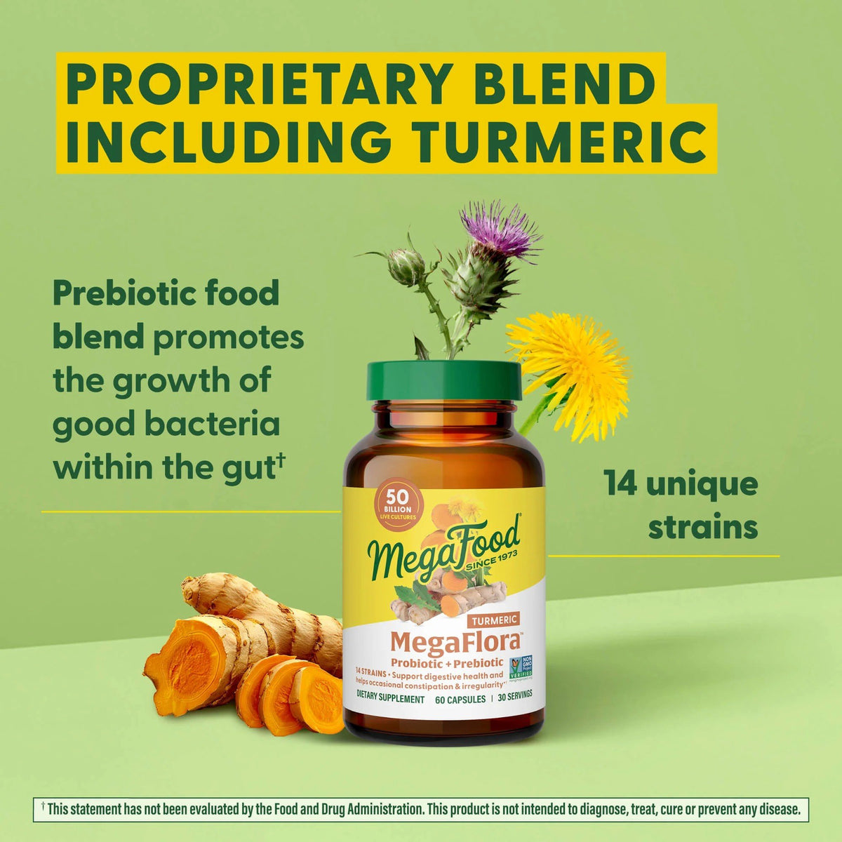 MegaFood MegaFlora Probiotic with Turmeric 90 Capsule