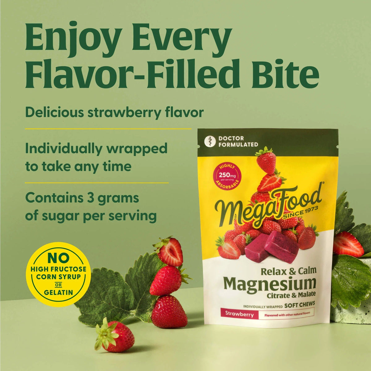 MegaFood Relax + Calm Magnesium Soft Chews Strawberry 30 Chewable