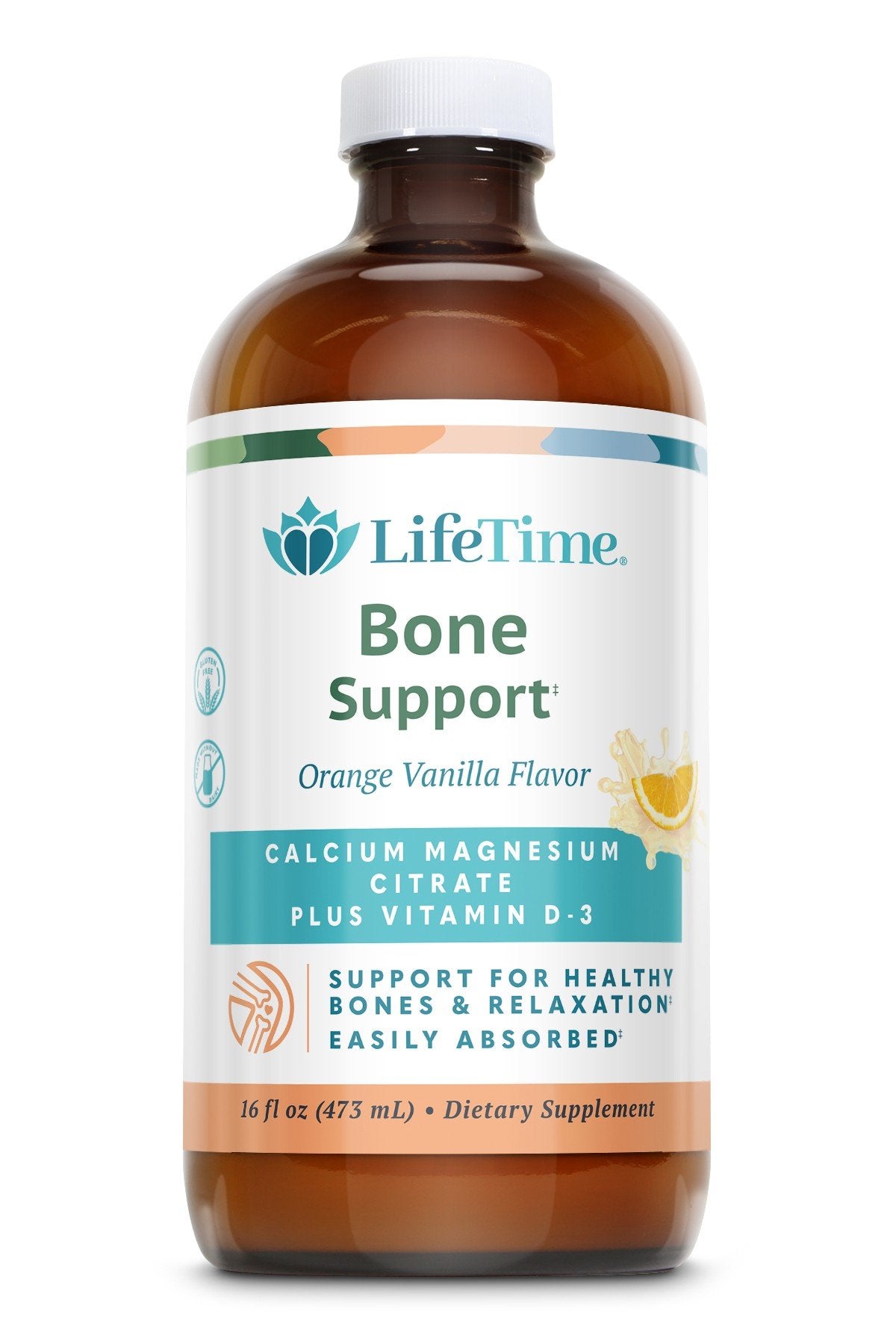 LifeTime Bone Support Orange Vanilla Calcium Magnesium Citrate Plus Vitamin D-3 16 oz Liquid