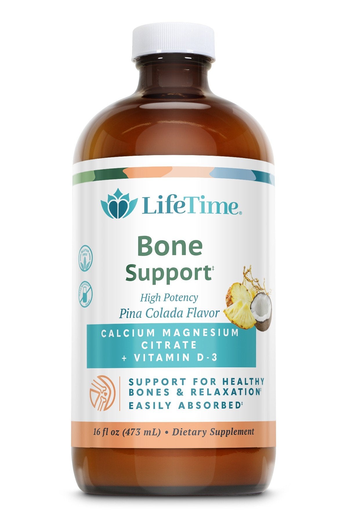 LifeTime Bone Support Pina Colada Calcium Magnesium Citrate  Plus Vitamin D-3 16 oz Liquid