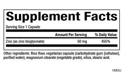 Natural Factors Zinc Bisglycinate 50 mg 60 VegCap