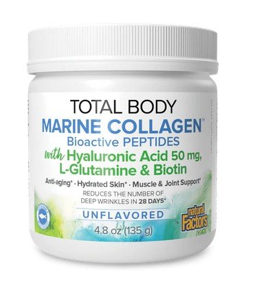 Natural Factors Total Body Marine Collagen Bioactive Peptides Powder - Unflavored 4.8 oz Powder