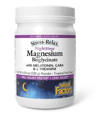 Natural Factors Stress-Relax Nighttime Magnesium Bisglycinate 4.23 oz Powder