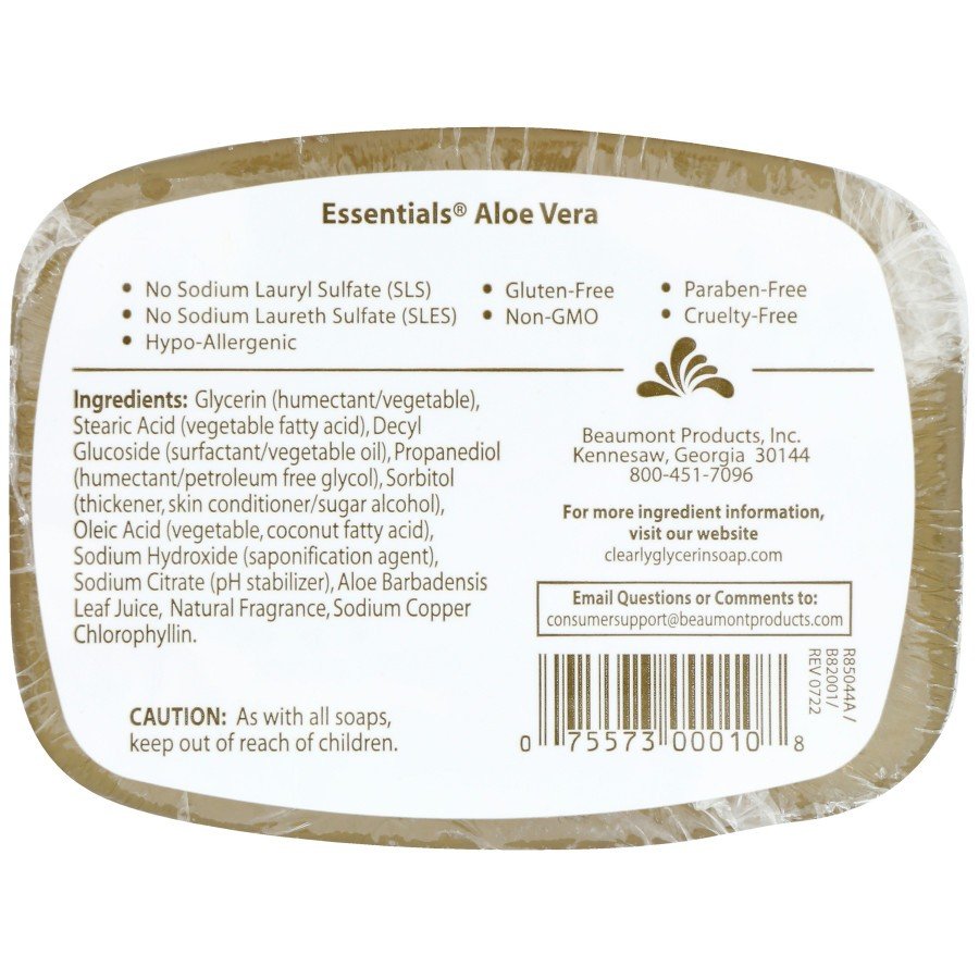 Clearly Natural Soap (Glycerine)-Aloe Vera 4 oz Bar Soap