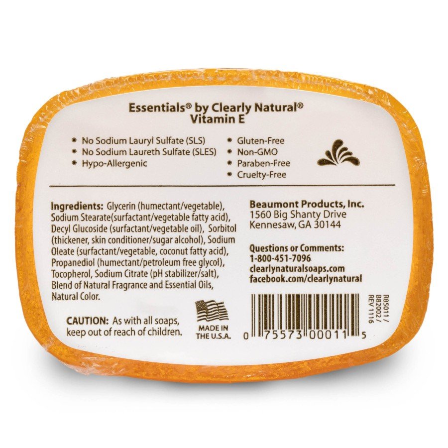 Clearly Natural Soap (Glycerine)-Vitamin E 4 oz Bar Soap