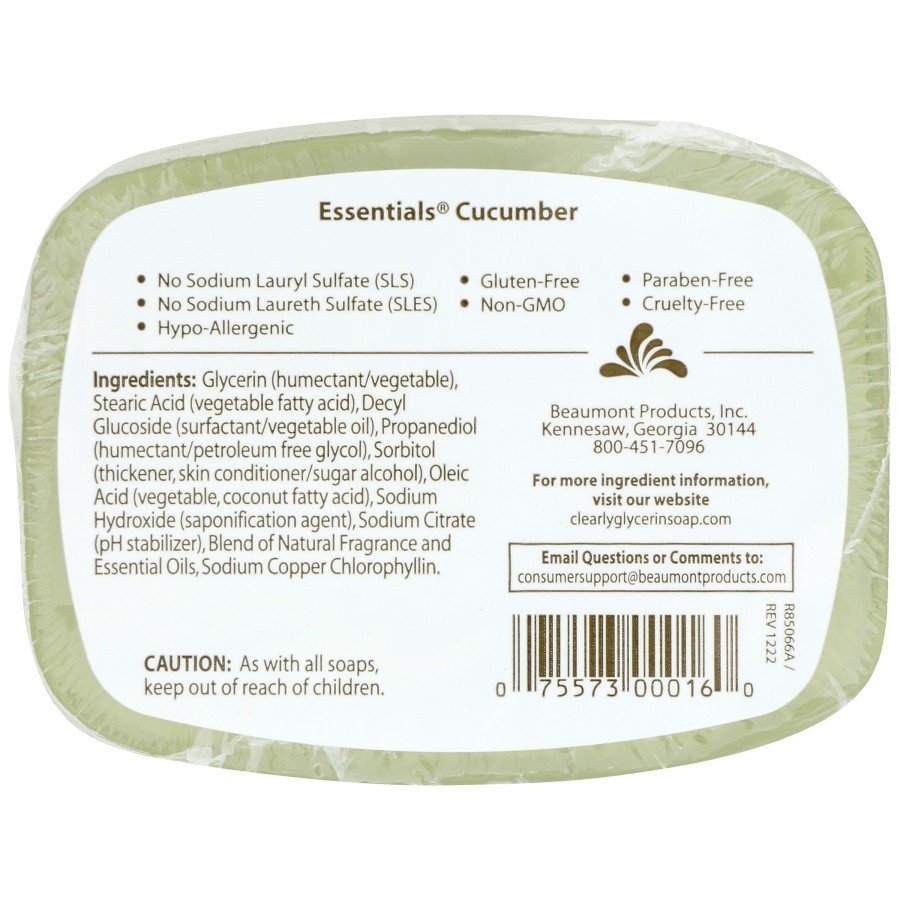 Clearly Natural Soap (Glycerine)-Cucumber 4 oz Bar Soap