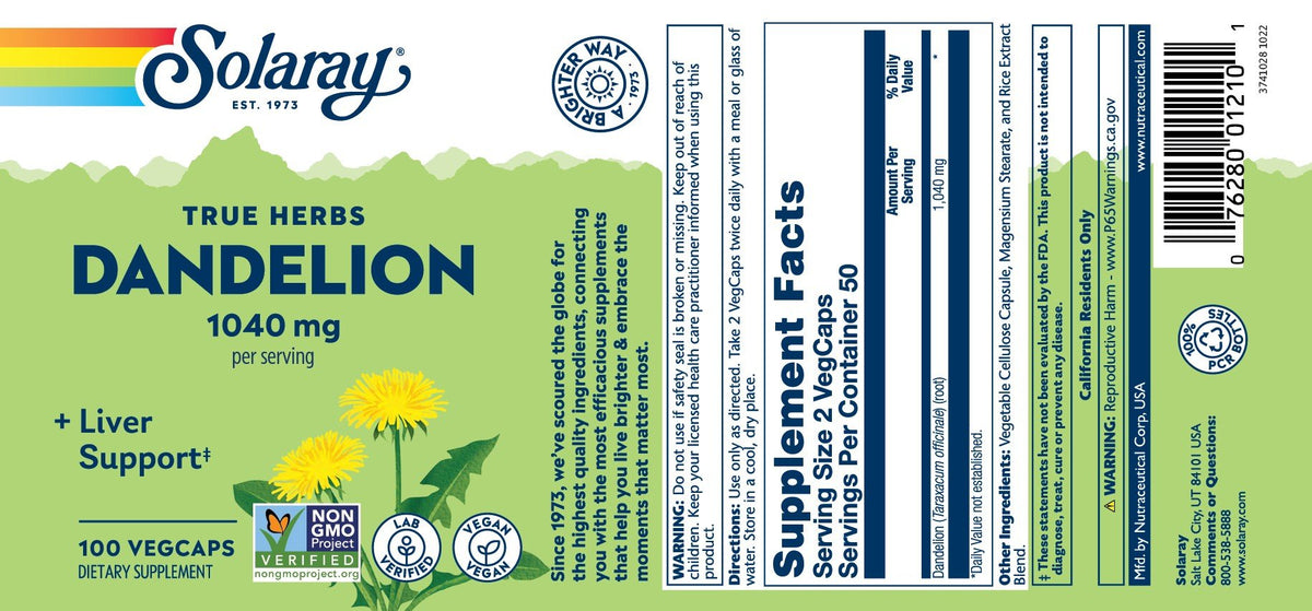 Solaray Dandelion Root 520mg 100 VegCap