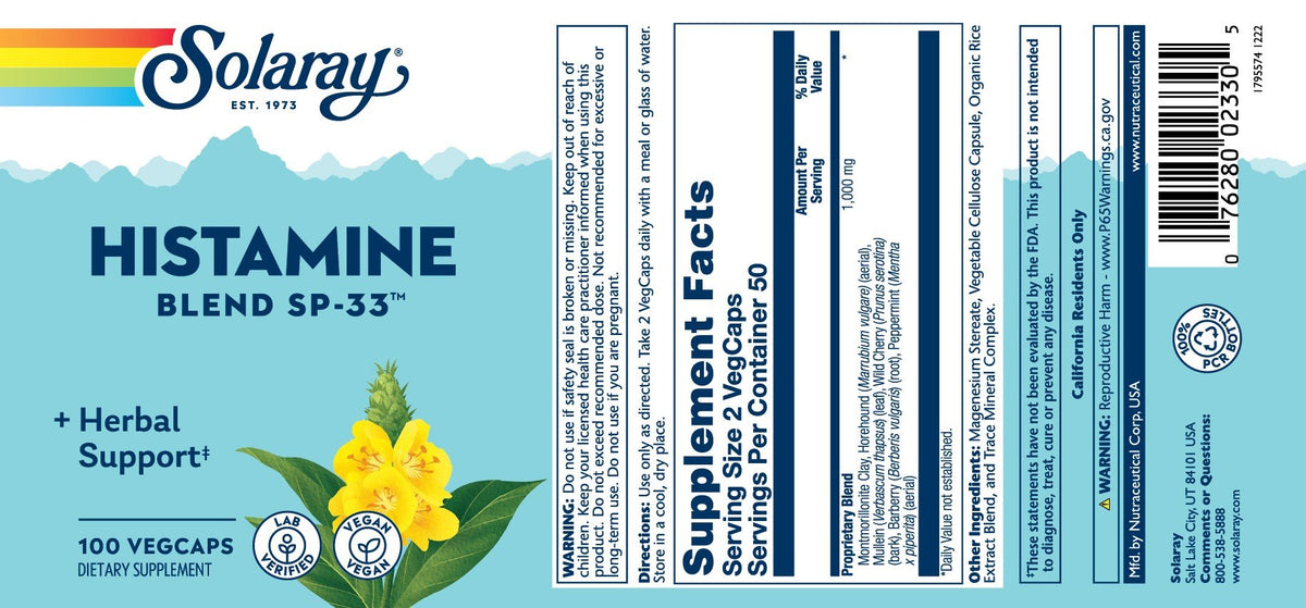 Solaray Histamine Blend SP-33 100 VegCaps