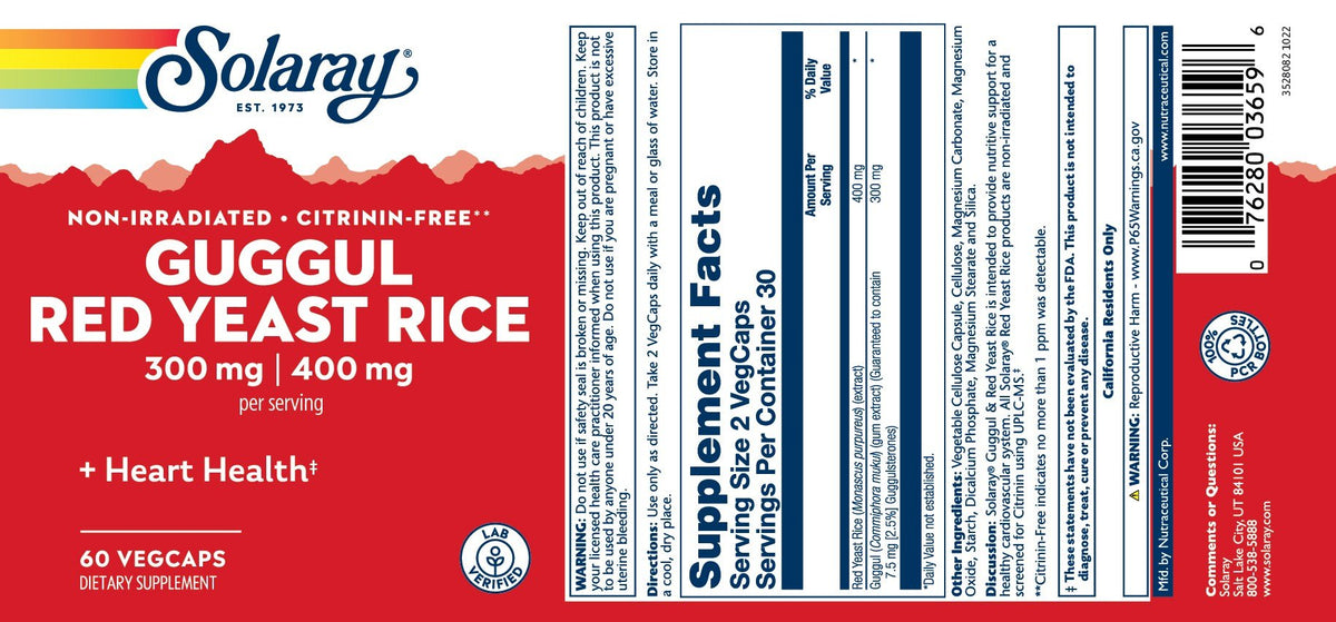 Solaray Guggul &amp; Red Yeast Rice 60 Capsule