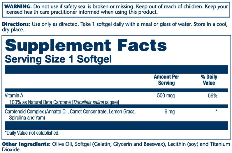 Solaray Food Carotene 10,000 IU 200 Softgel