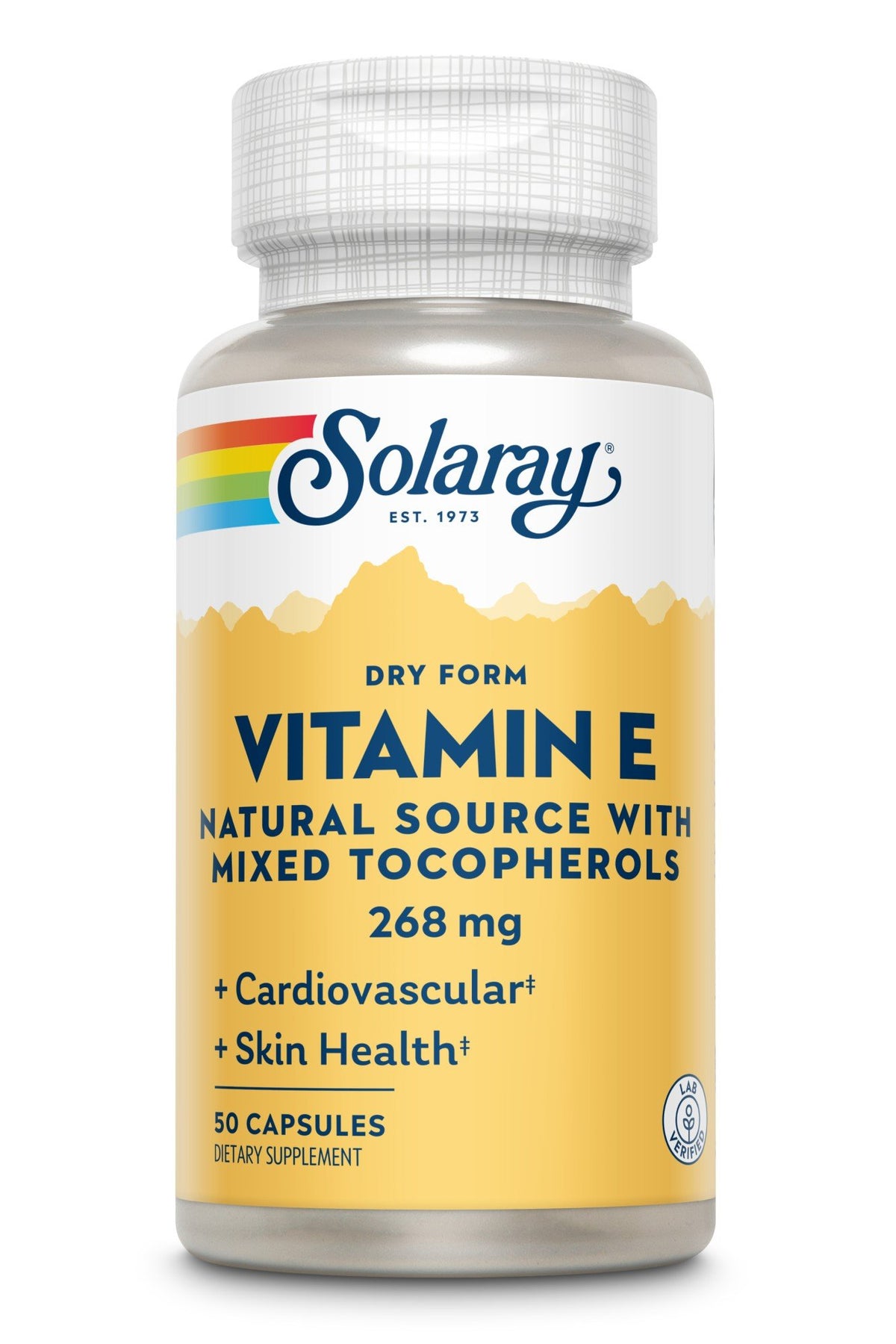 Dry Form Vitamin E | Solaray | Vitamin E | Mixed Tocopherols | Cardiovascular | Skin Health | Dietary Supplement | 50 Capsules | VitaminLife