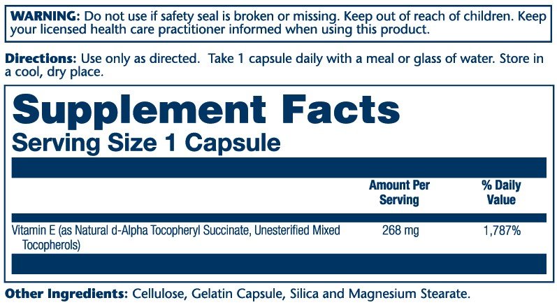 Solaray Dry Vitamin E 268 mg 50 Capsule