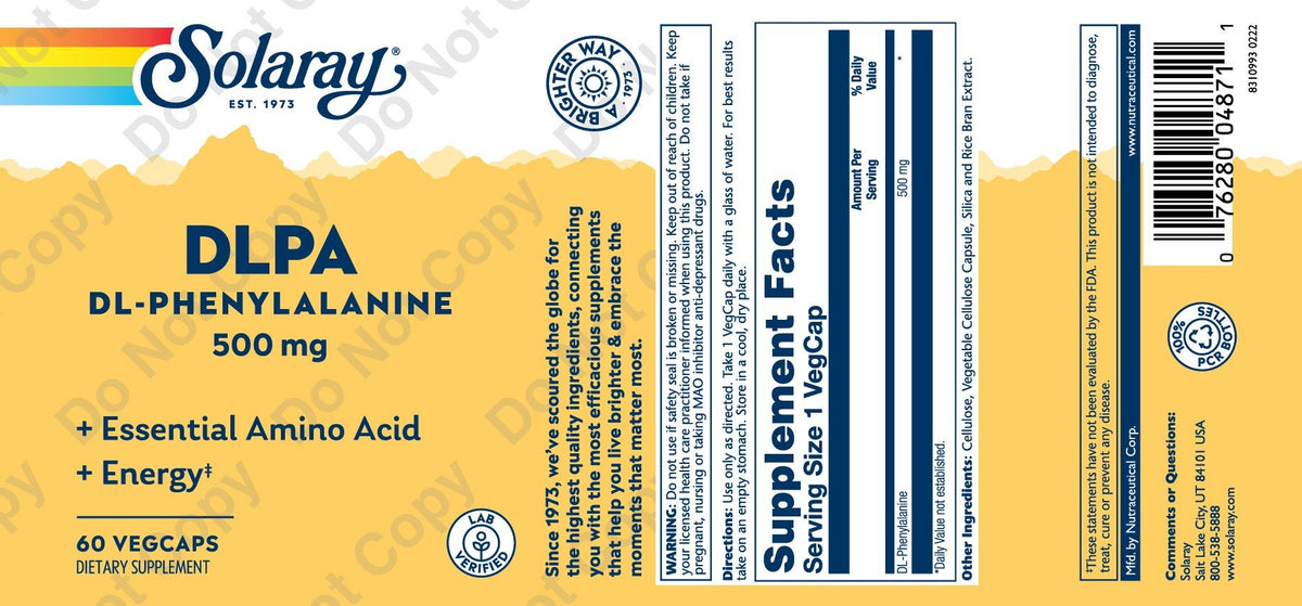 Solaray DL-Phenylalanine 500mg 60 VegCaps