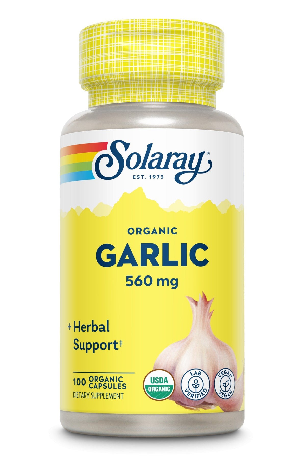 Organic Garlic | Solaray | 560 milligrams Garlic | USDA Organic | Vegan | Herbal Support | 100 Capsules | VitaminLife